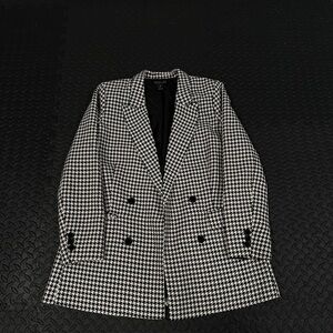 Rachel Zoe Womens Black White Houndstooth Print Designer Blazer